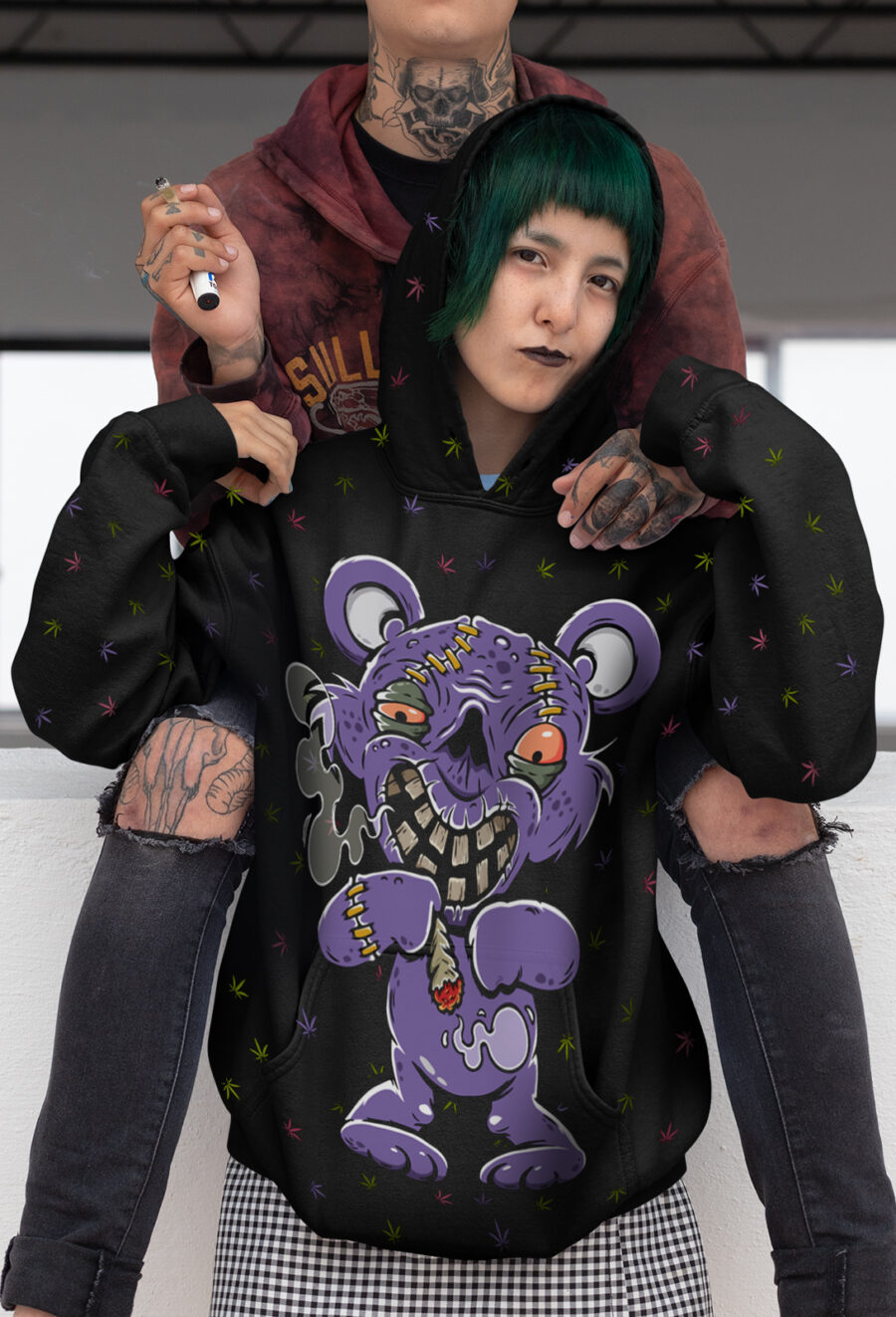 AOP Hoodie: Zombie Joint Bear