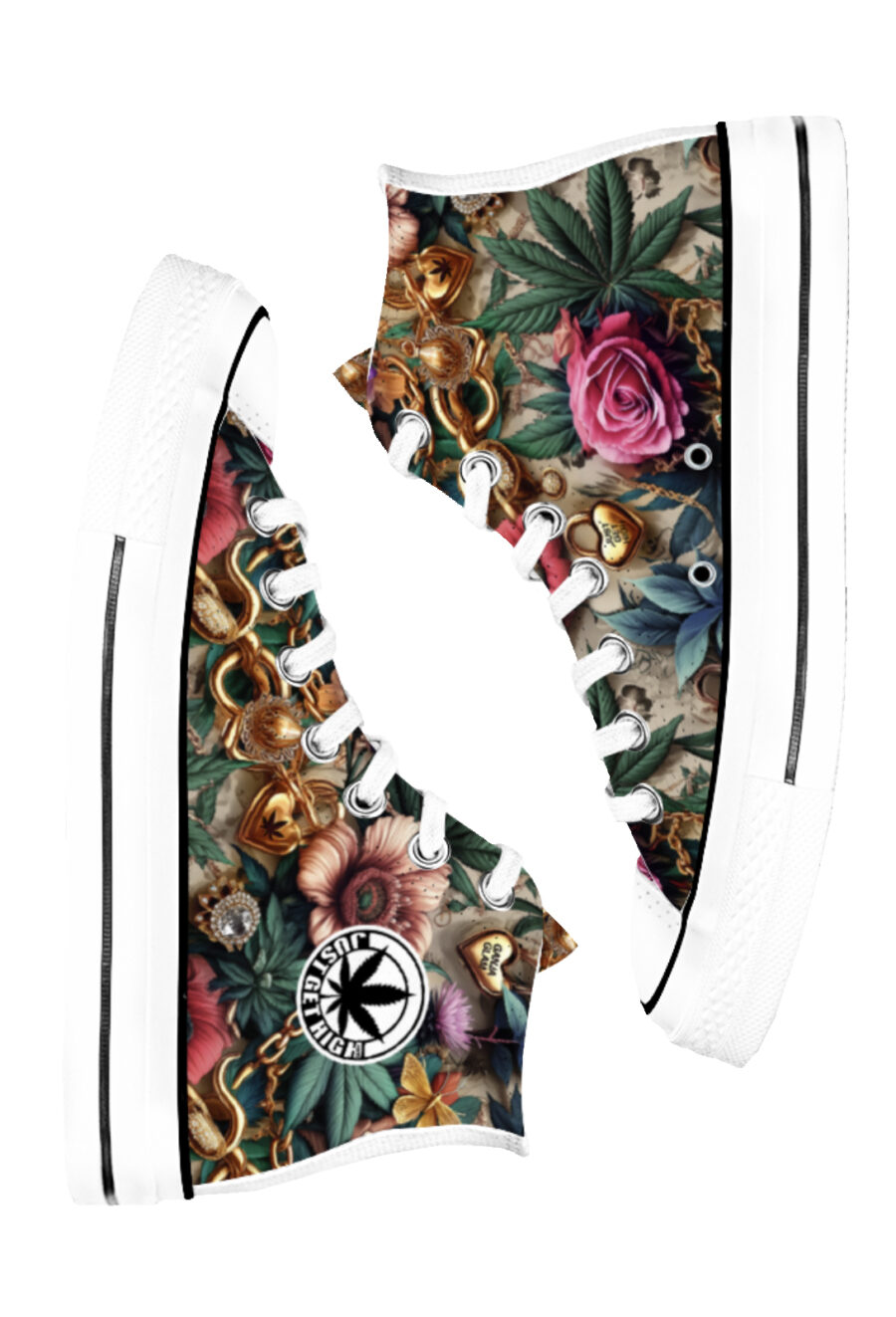 AOP Canvas High-Top: Hearts and Hemp